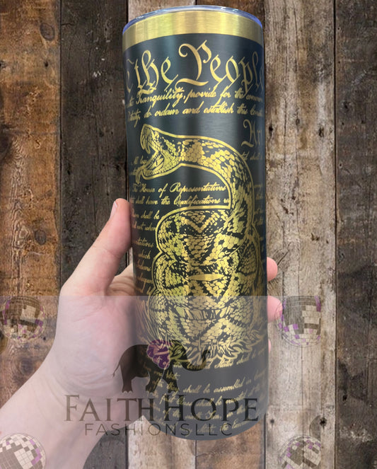 We the People Black 20oz Laser engraved cups