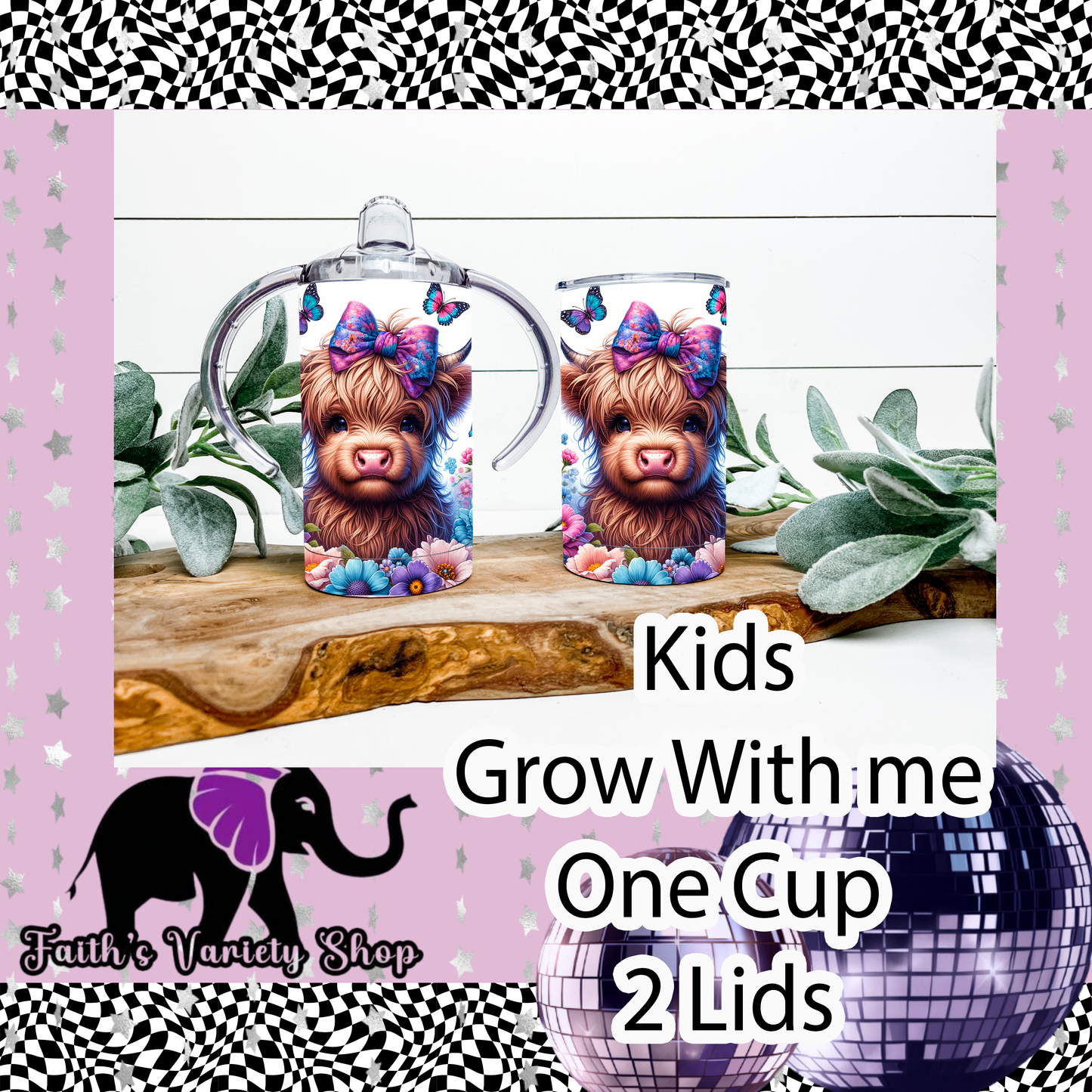 Floral Highland Cow Drinkware