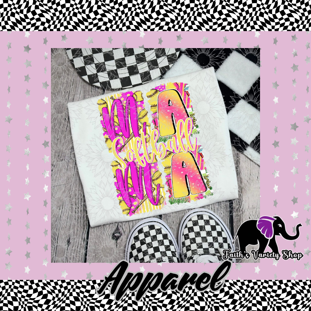 Mama Softball Pink and Yellow Apparel