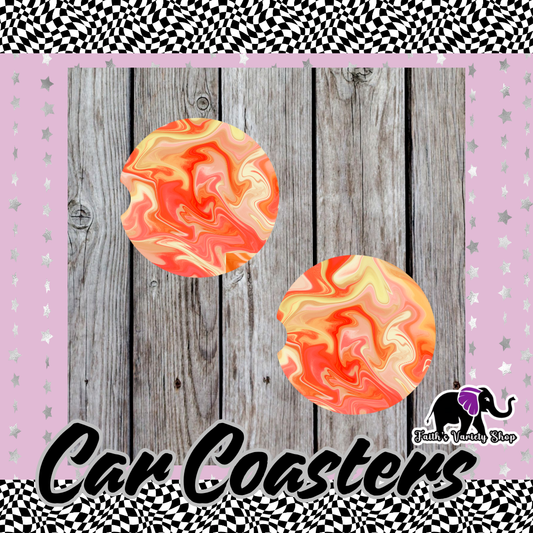 Orange Swirl Car Coasters
