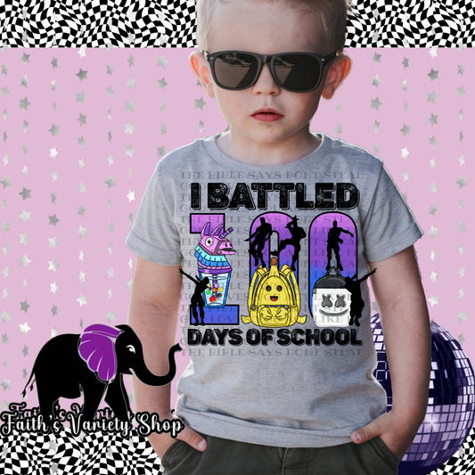 I Battled 100 Days of School Youth Shirt