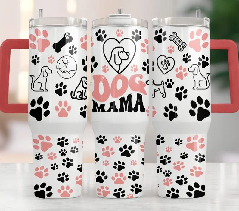 Dog Mama Pink and Black Drinkware