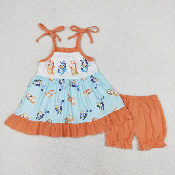 Blue Dog Short outfit for girls
