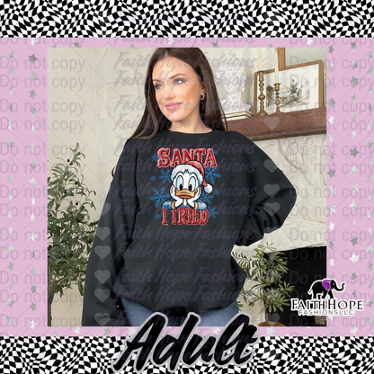 Santa I Tried Duck Adult Sweater