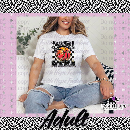 Basketball Mama Checkered Adult Shirt