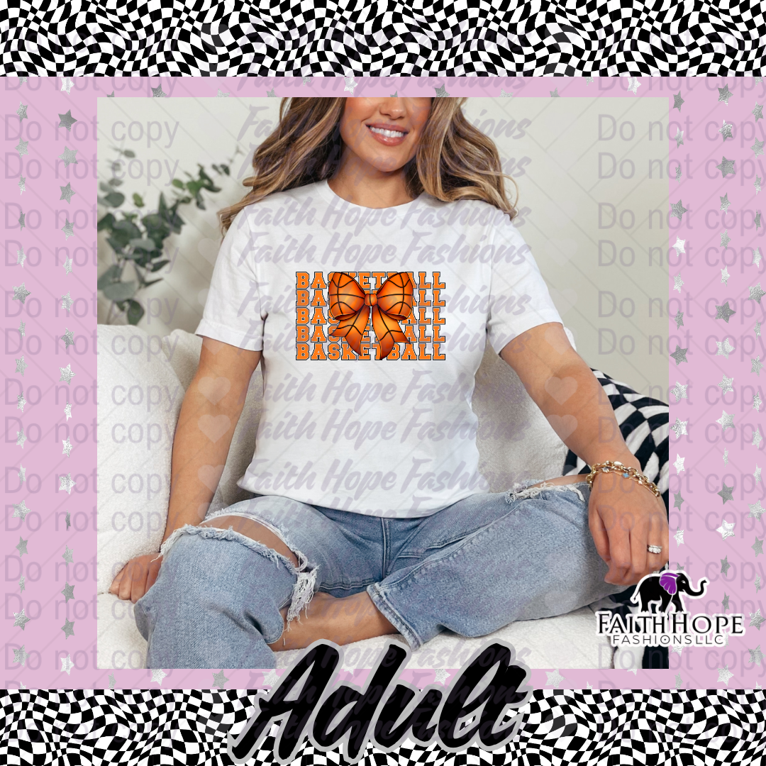 Basketball Bow Adult Shirt