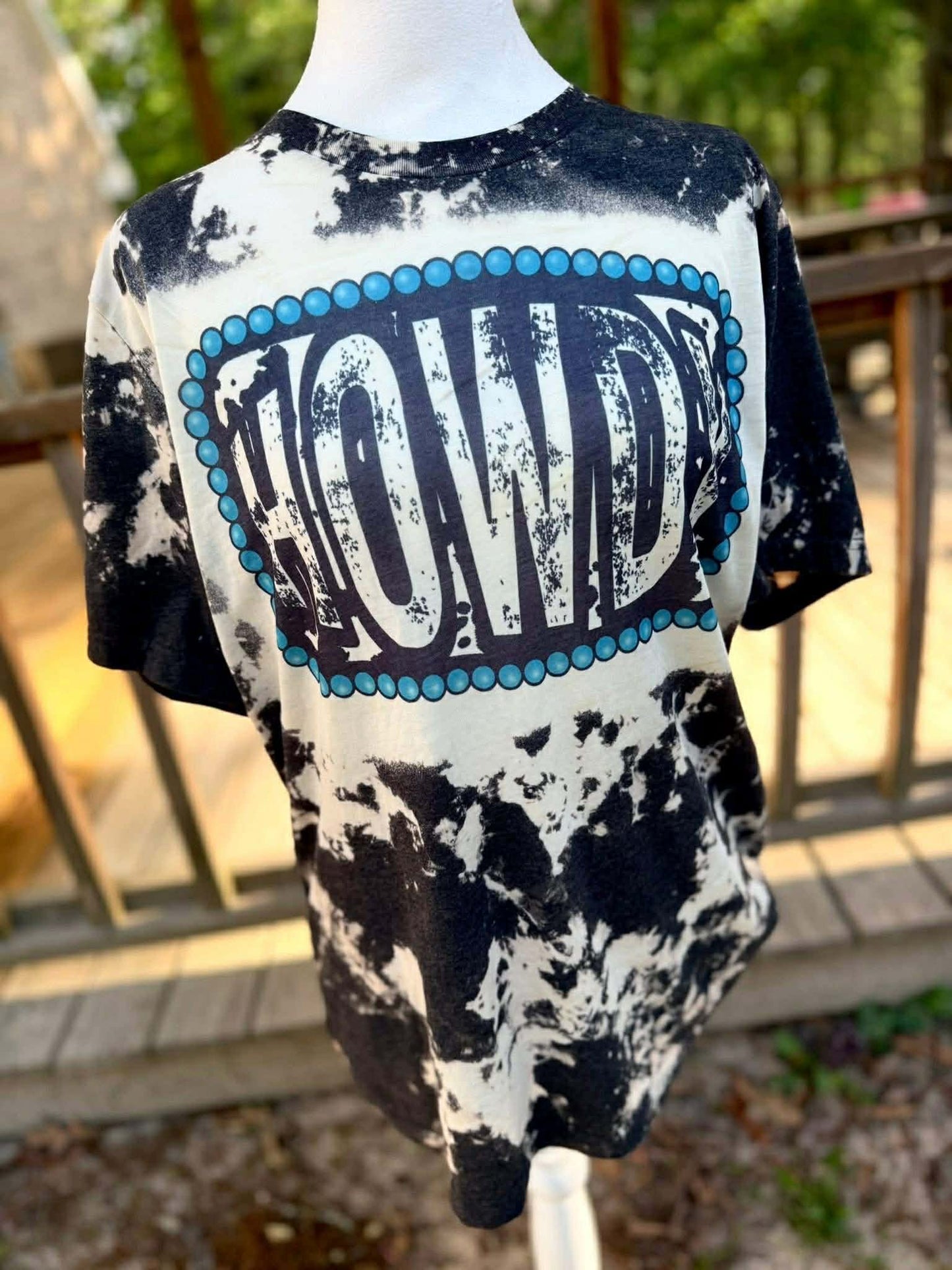 Howdy Cow Print Bleached Shirt