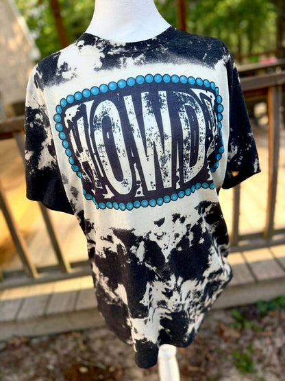 Howdy Cow Print Bleached Shirt