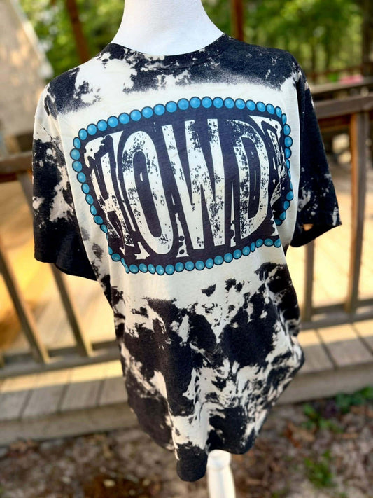 Howdy Cow Print Bleached Shirt