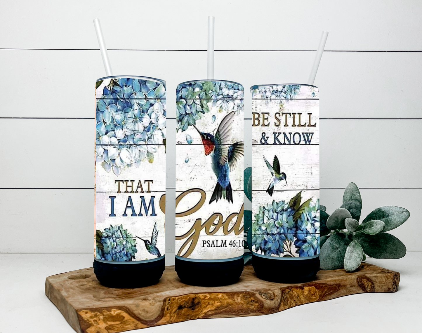 Be Still and Know Floral and Humming Bird Drinkware
