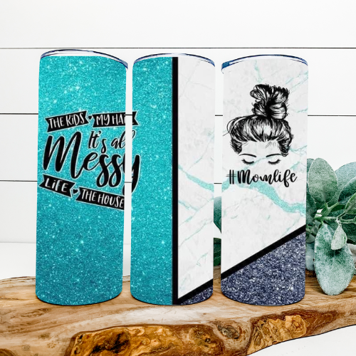 Turquoise Mom Life Tumbler