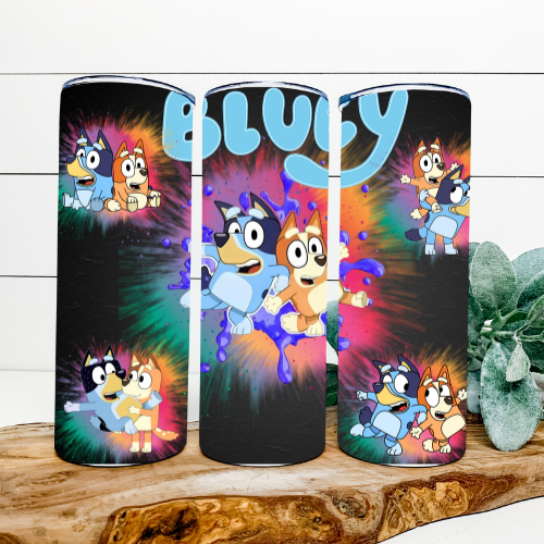 Bluey Paint Splatters Tumbler