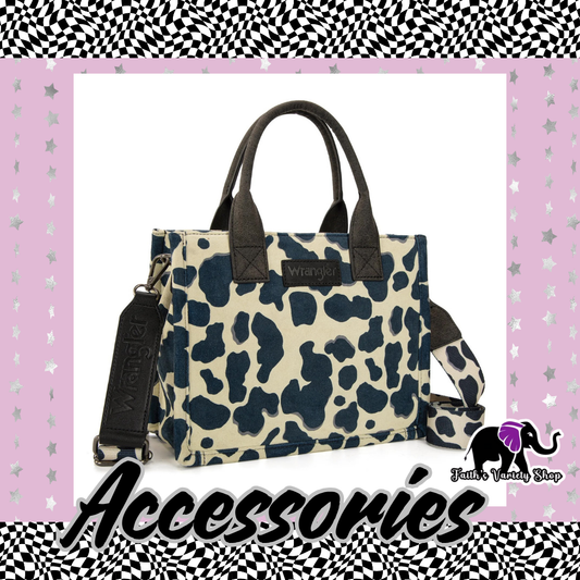 Black & White Cow Wrangler Bag