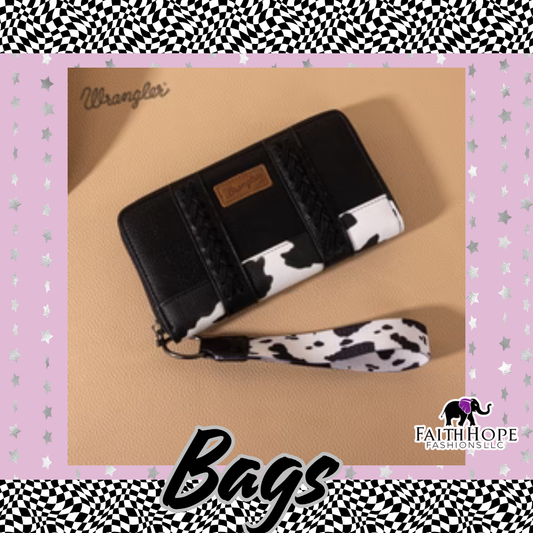 Black and White Cow Wrangler Wallet