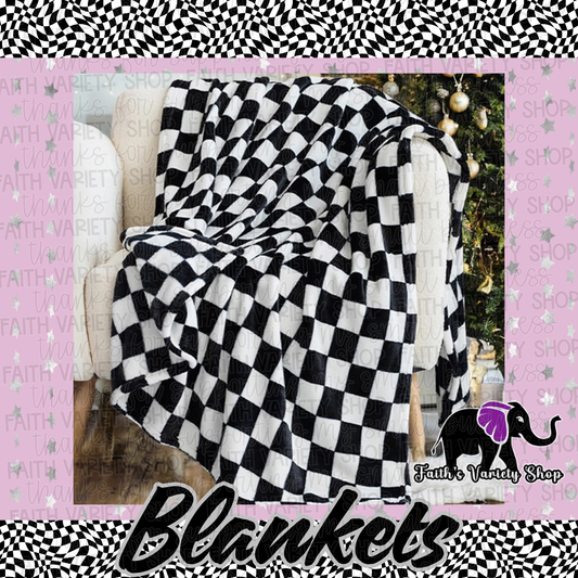 Black Checkerboard Printed Soft Throw