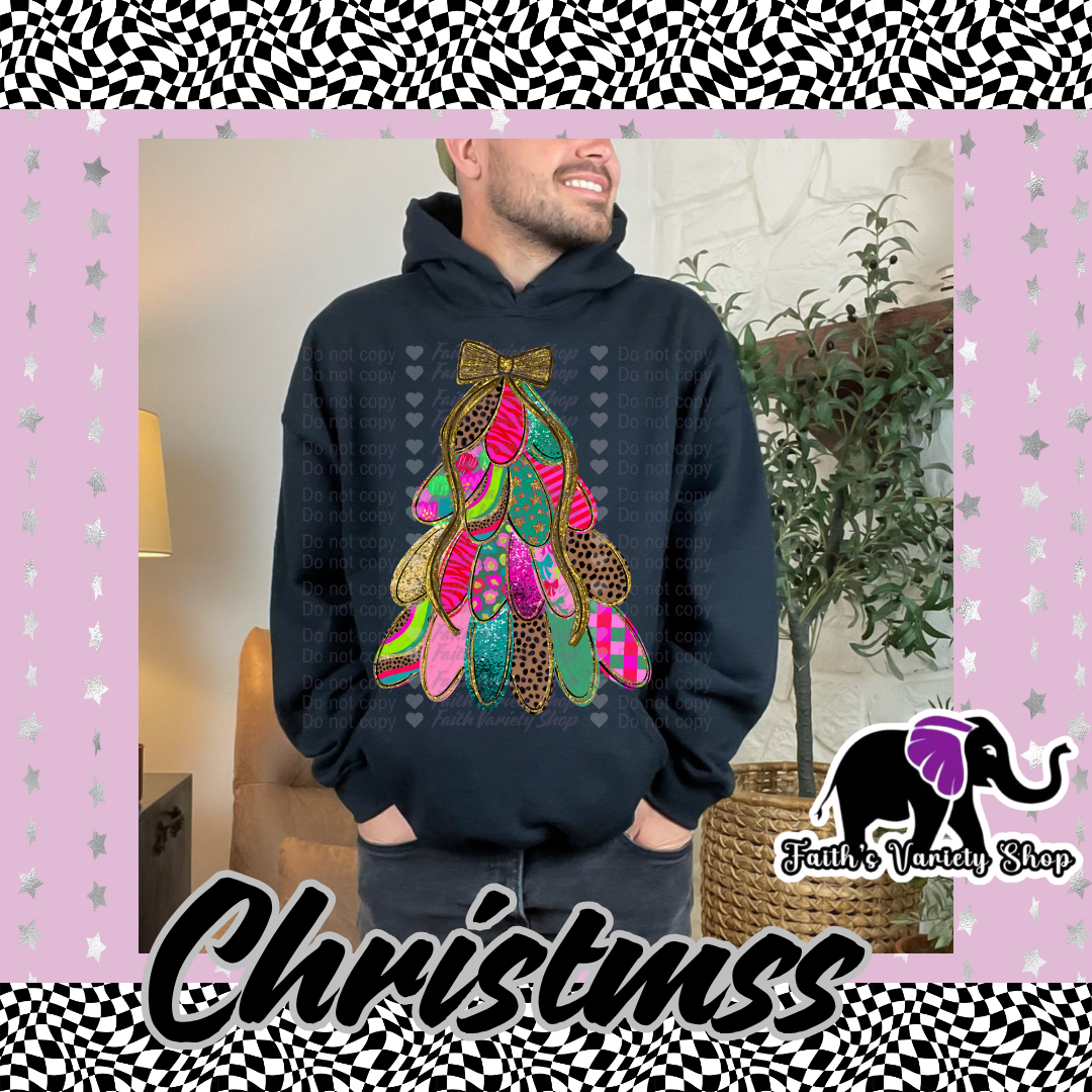 Brushstroke Tree with Bow Adult Hoodie