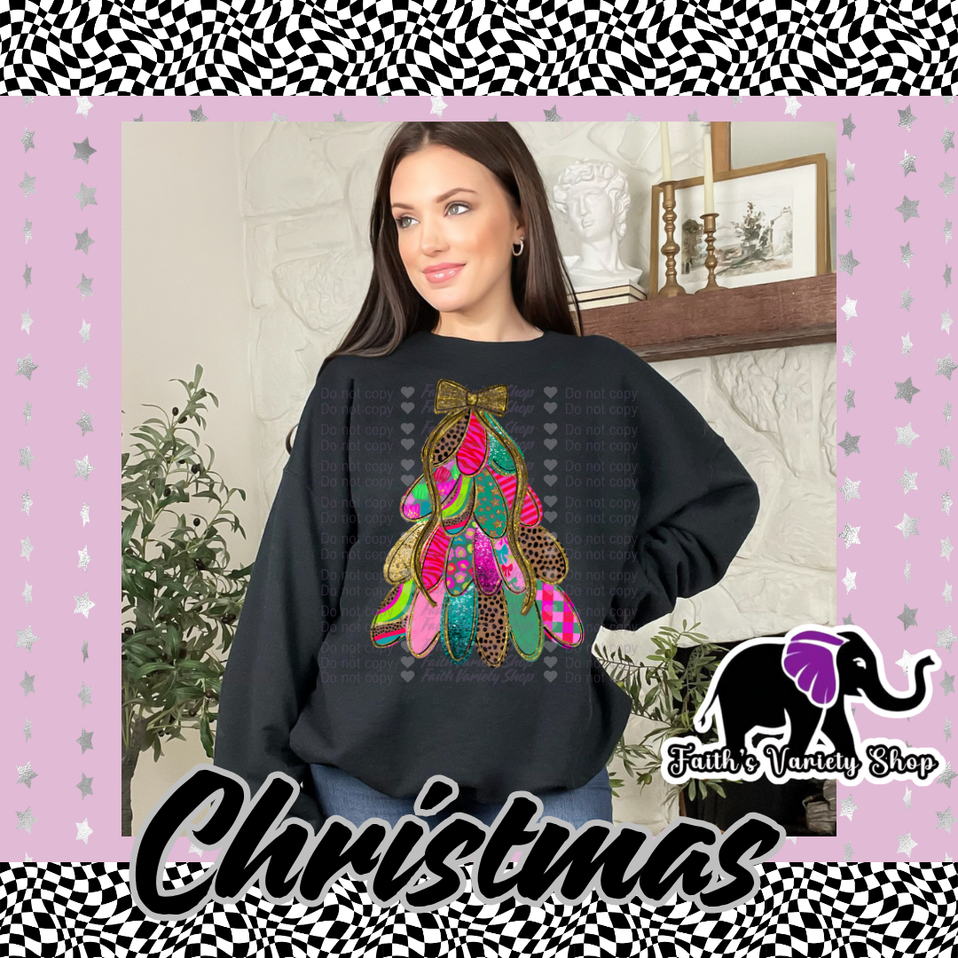 Brushstroke Tree with Bow Adult Sweater