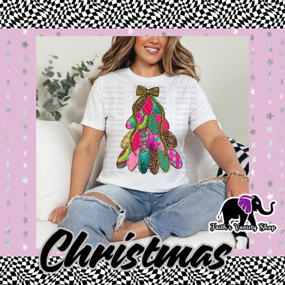 Brushstroke Tree with Bow Adult T Shirt