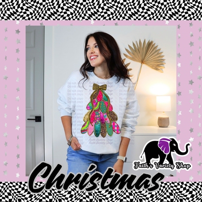 Brushstroke Tree with Bow Adult Sweater