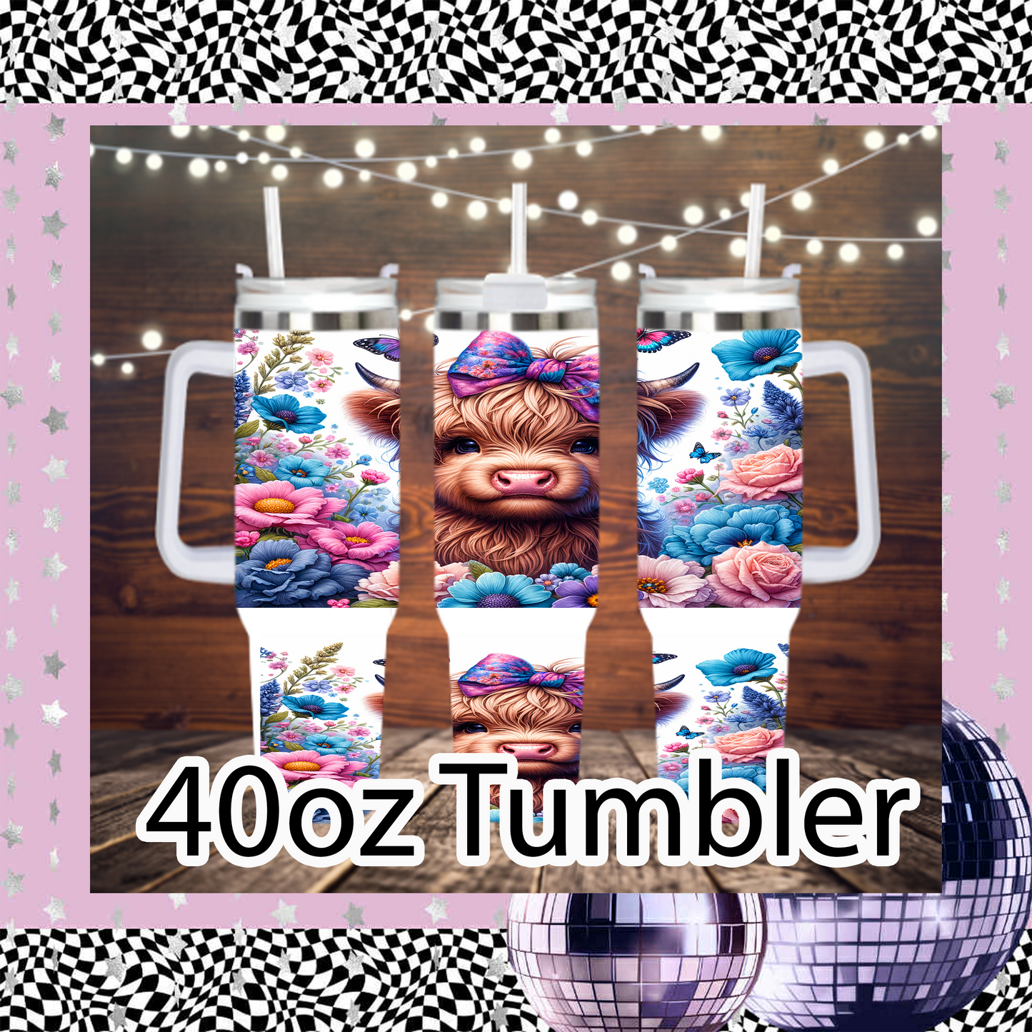 Floral Highland Cow Drinkware