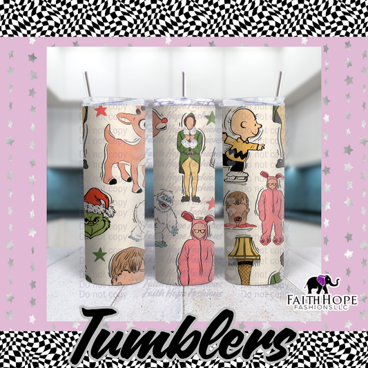 Multi Christmas Characters 20oz Tumbler