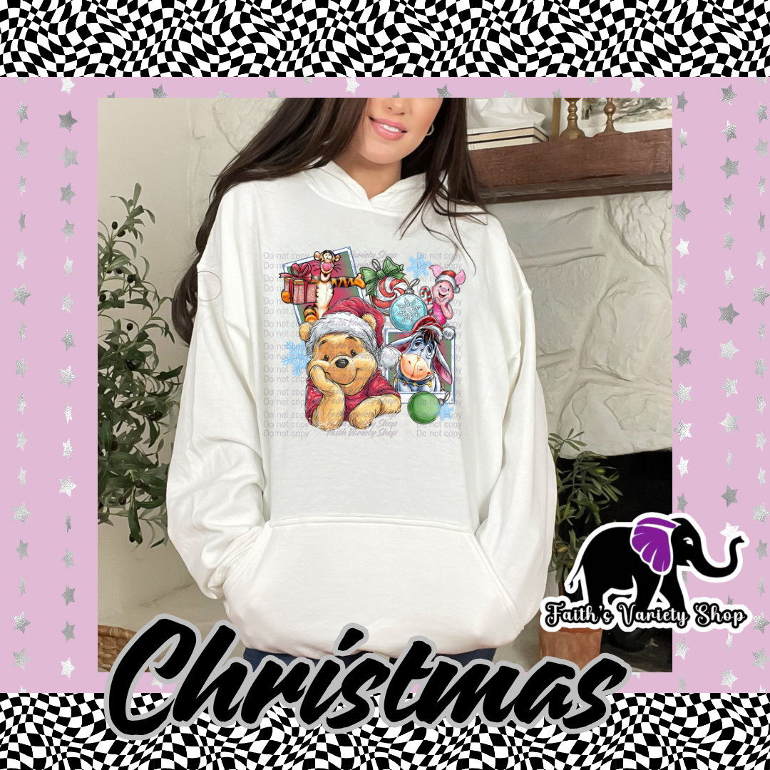 Christmas Pooh Polaroid Adult Hoodie
