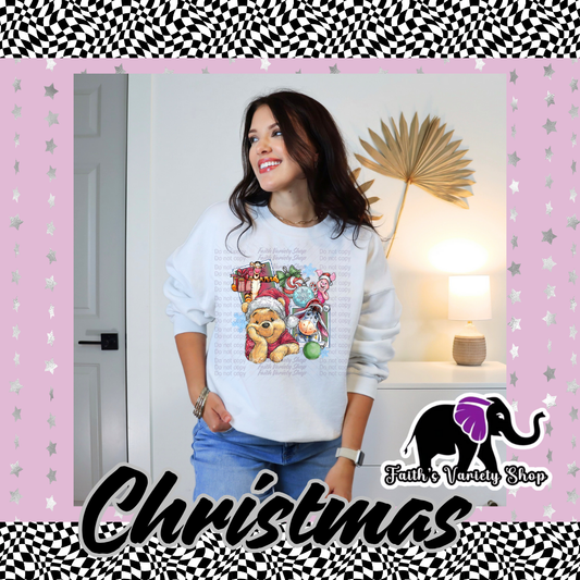 Christmas Pooh Polaroid Adult Sweater