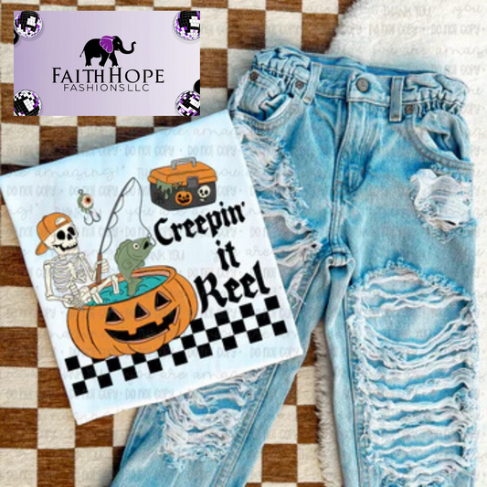 Creepin it Reel Pumpkin Kids Boy T-shirt