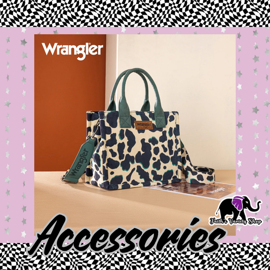 Cow Print With Green Straps Wrangler Bag