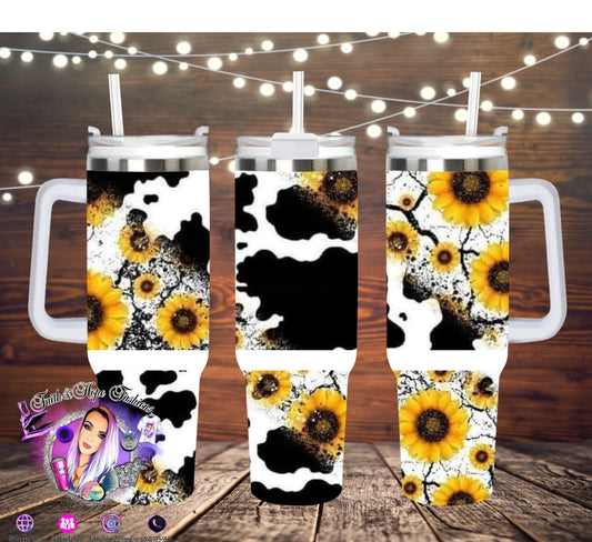 Cow Print and Sunflowers Drinkware Bulk