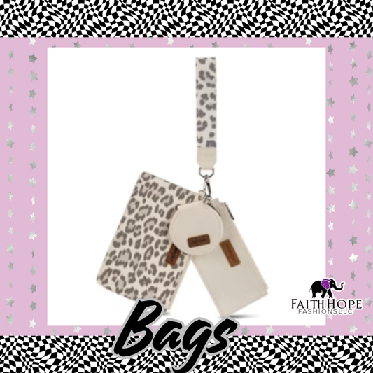Cream Leopard Wrangler Wristlet