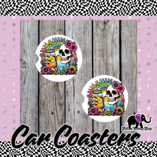 Sunshine Skelly Car Coasters