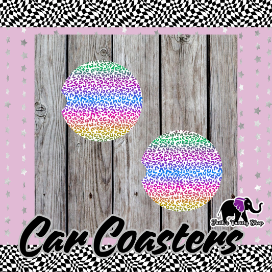 Multi Color Leopard Car Coasters