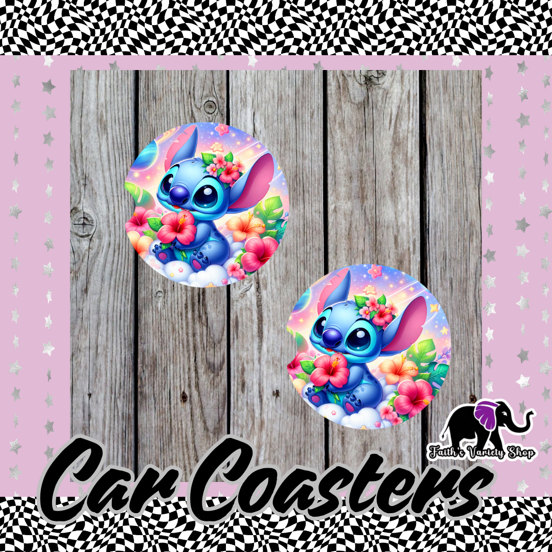 Floral Blue Friend Car Coasters