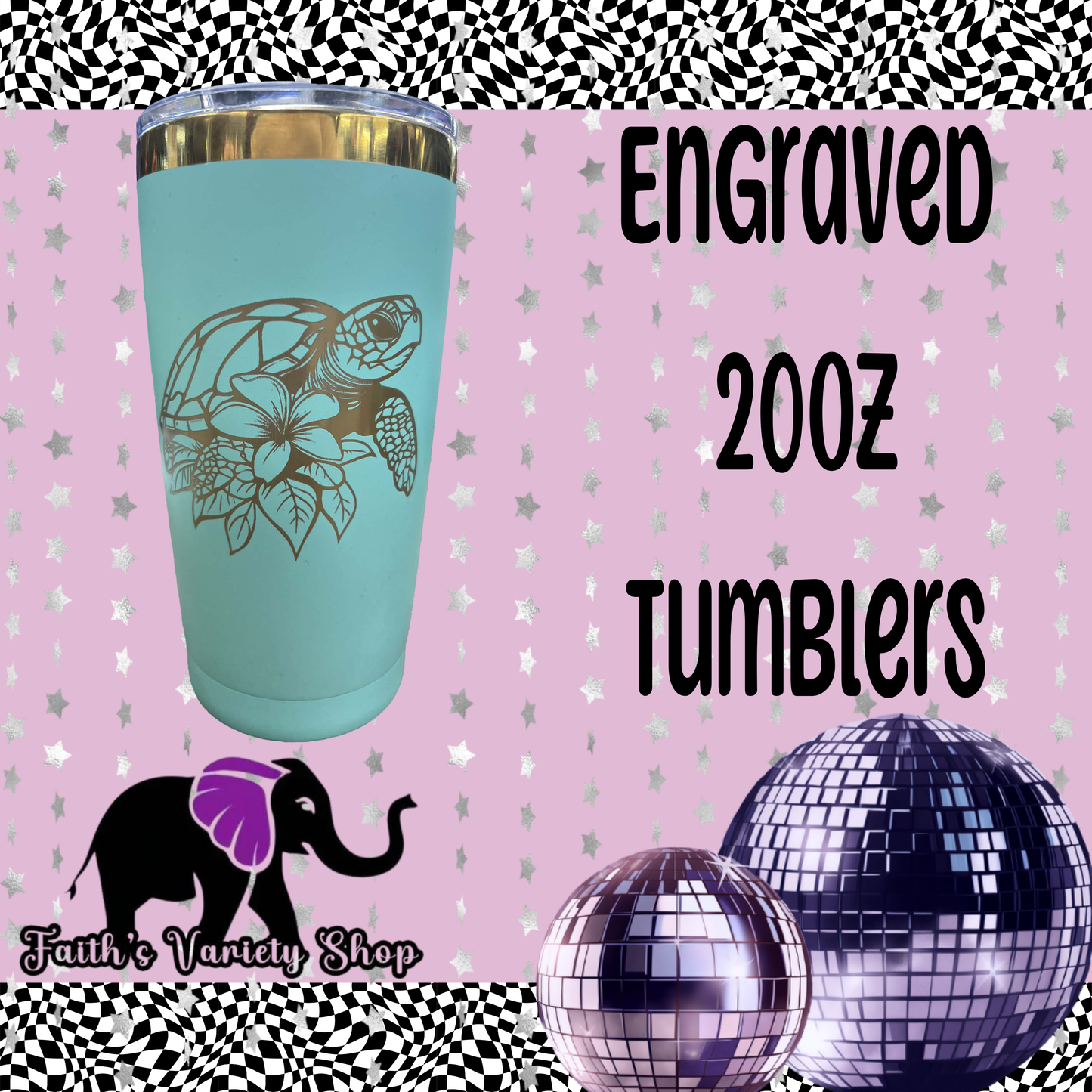 Floral Sea Turtle Engraved 20oz Tumbler