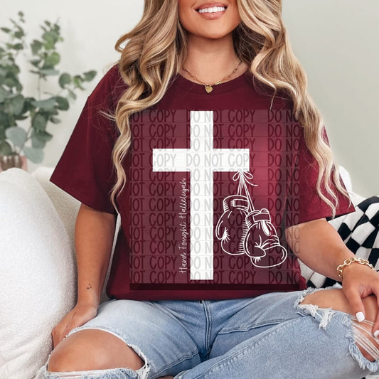 Cross and Boxing Gloves Hard Fought Hallelujah Apparel