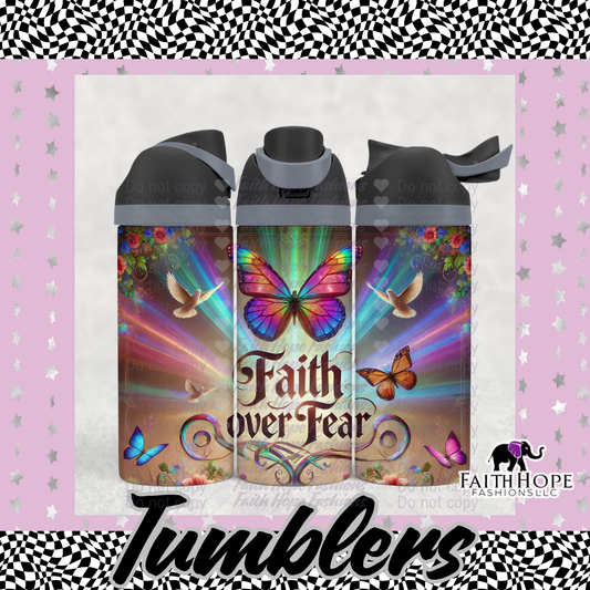 Faith Over Fear Butterfly Owala Style Tumbler