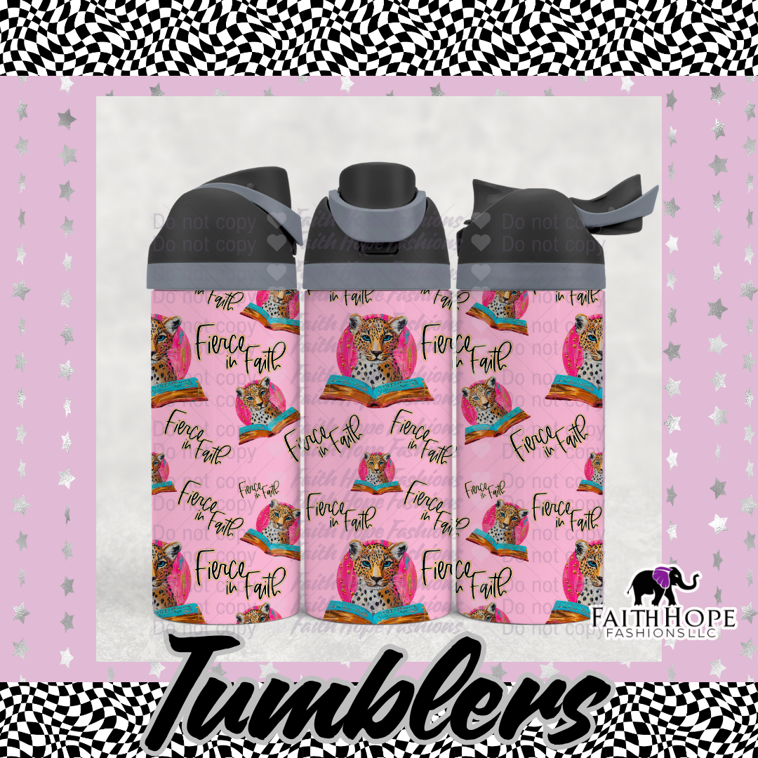 Fierce In Faith Leopard Owala Style Tumbler