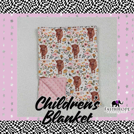 Floral Cow Children's Blanket