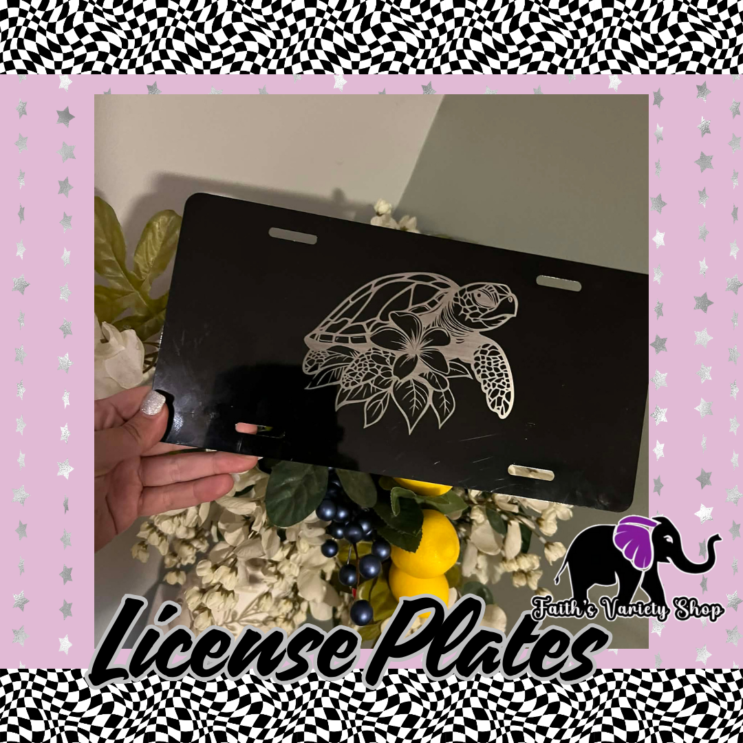 Floral Turtle License Plate