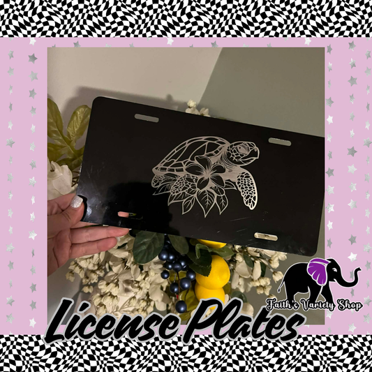 Floral Turtle License Plate