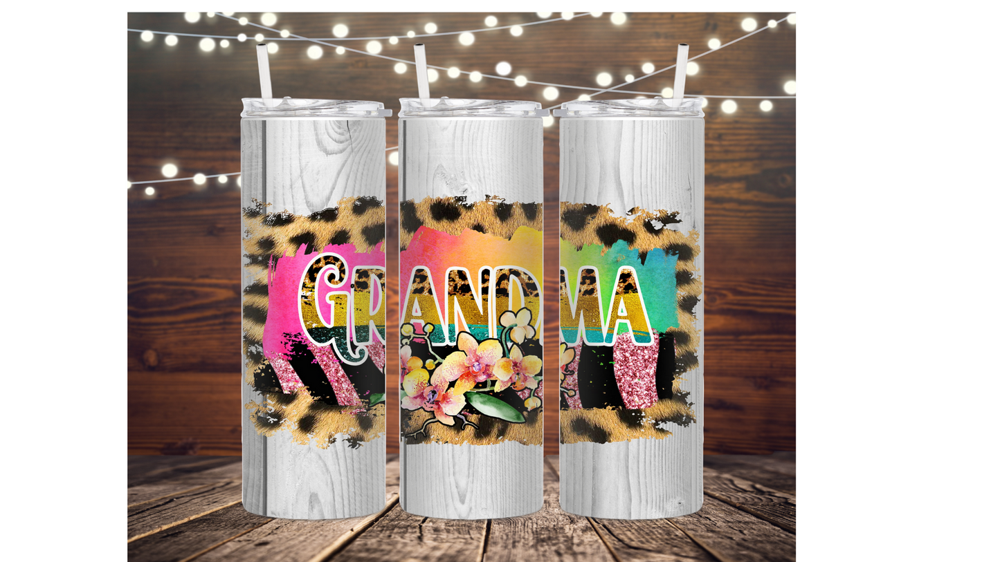 Floral and Leopard Grandma Drinkware