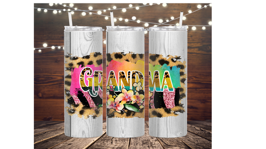 Floral and Leopard Grandma Drinkware