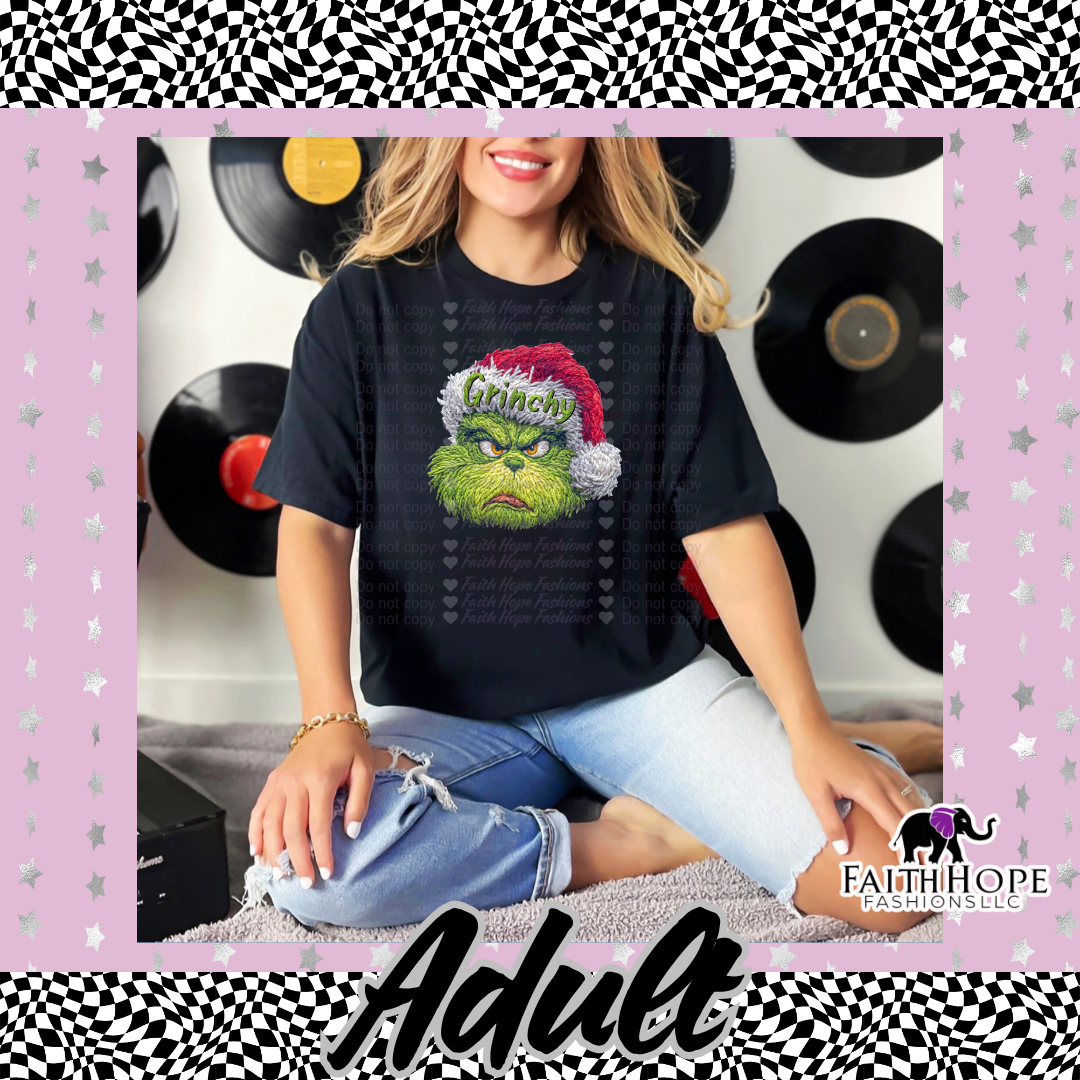 Fuzzy Grinch Adult Shirt