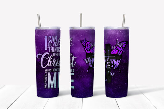 I can do all things through Christ Purple Tumbler