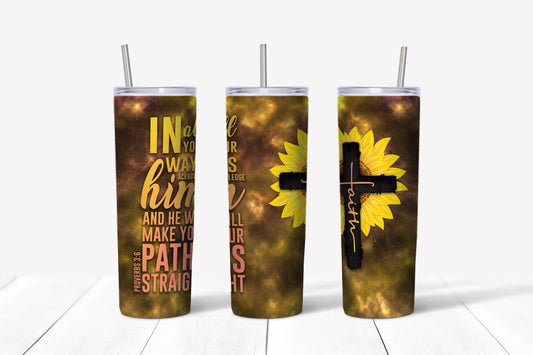 Proverbs 3:6 Sunflower Tumbler