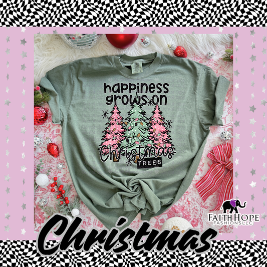 Happiness Grows on Christmas Trees Adult Shirt