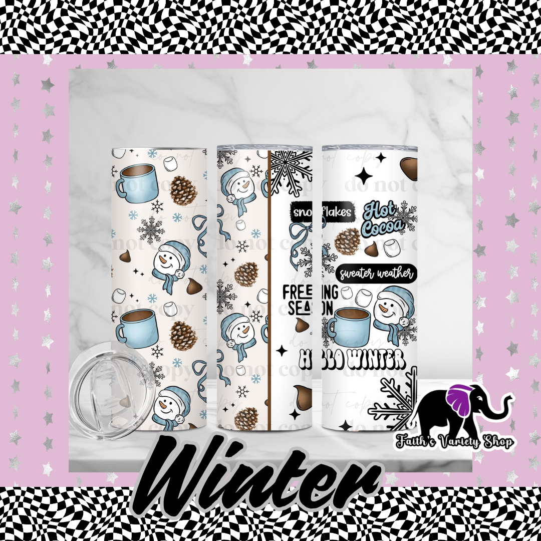 Hello Winter Snowman and Hot Cocoa 20oz Tumbler