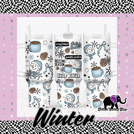 Hello Winter Snowman and Hot Cocoa 40oz tumbler