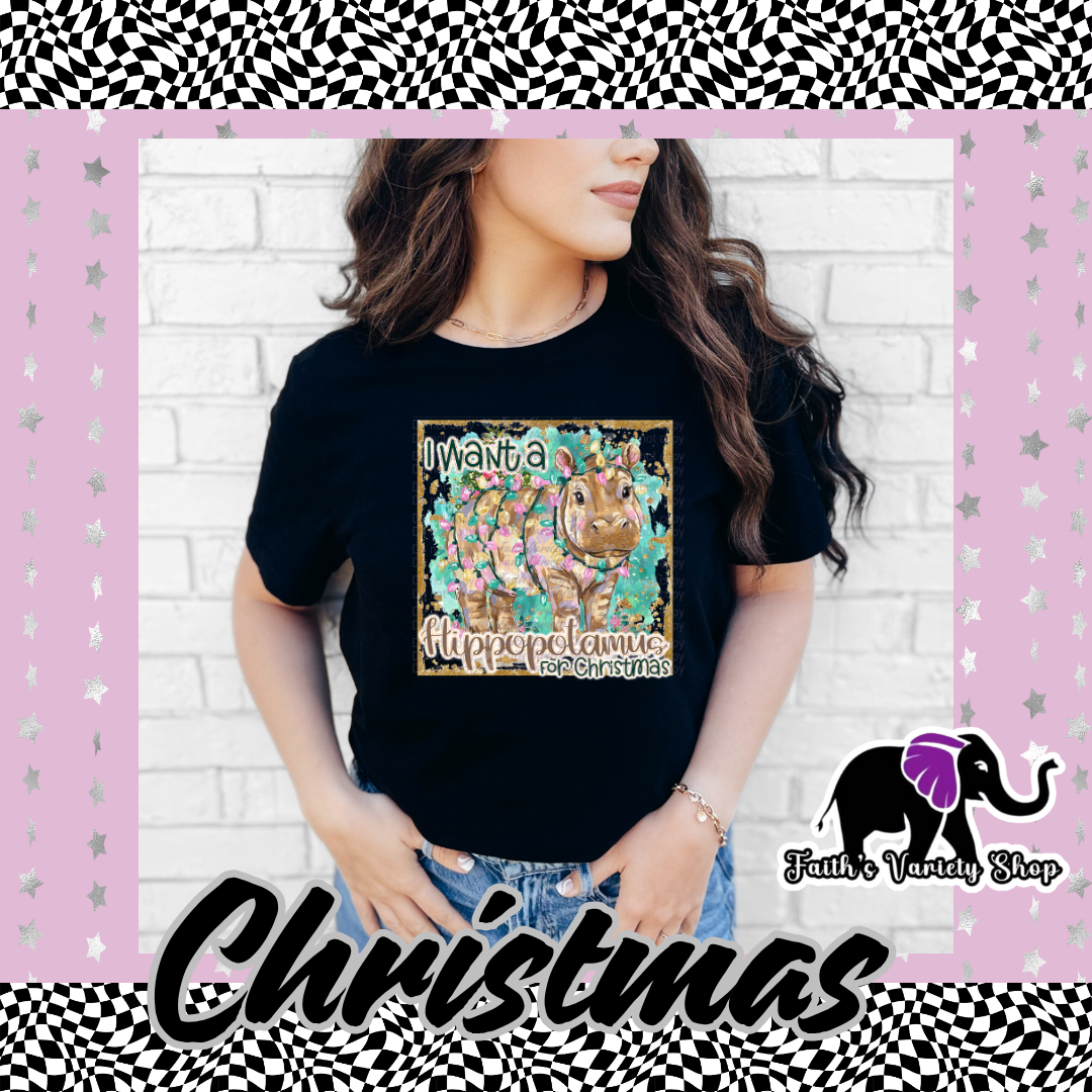 Hippopotamus For Christmas T Shirt